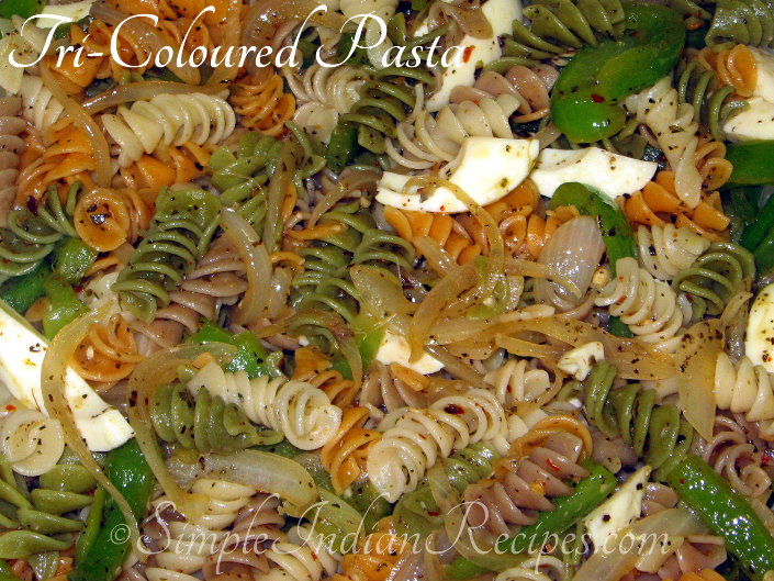 Tri Coloured Pasta Pasta Salad Simple Indian Recipes